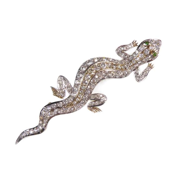 Antique diamond lizard brooch